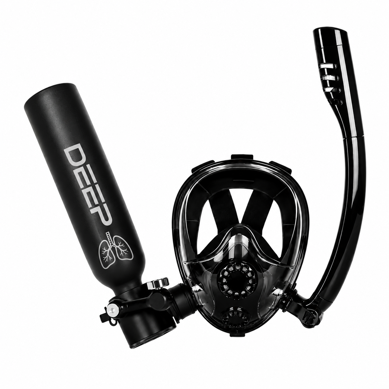 Adaptateur de masque intégral LUNGDEEP – Support de connexion sécurisé pour mini-bouteilles de plongée