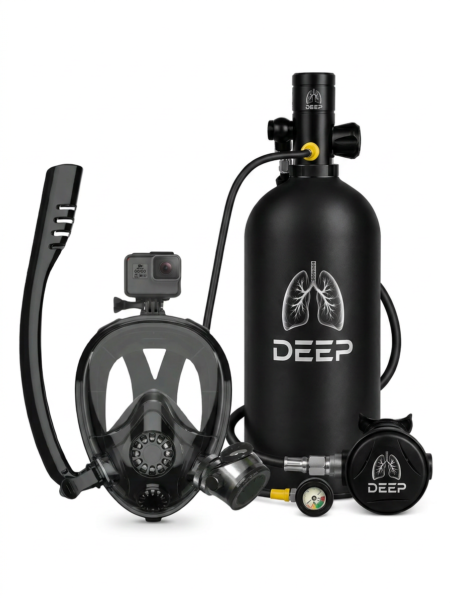 Adaptateur de masque intégral LUNGDEEP – Support de connexion sécurisé pour mini-bouteilles de plongée